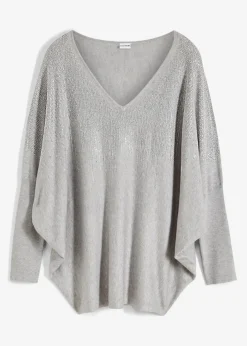 bonprix Bekleidung·Umstandsmode|Strickmode^Feinstrickpullover mit Strass-Applikation hellgrau meliert