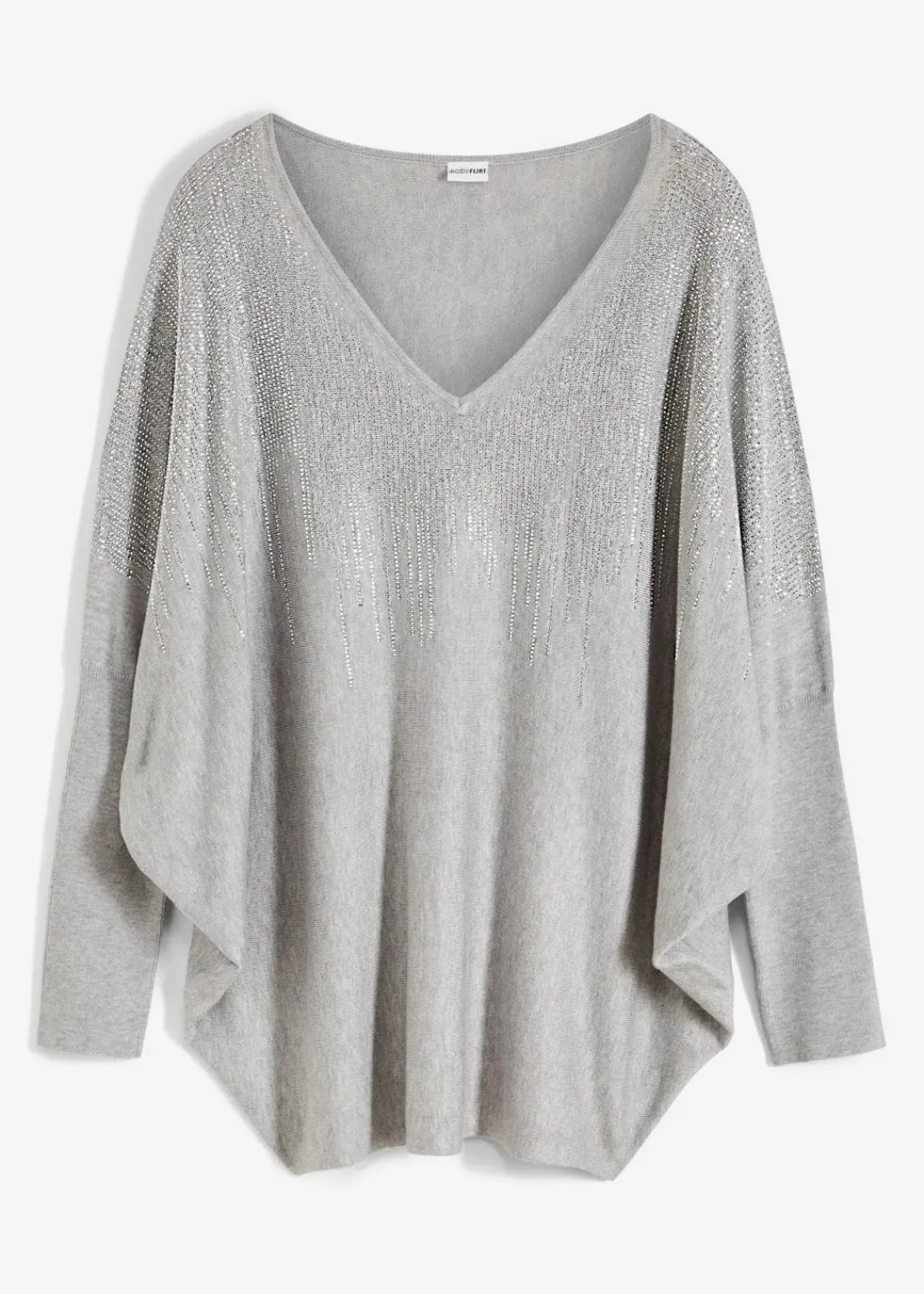 bonprix Bekleidung·Umstandsmode|Strickmode^Feinstrickpullover mit Strass-Applikation hellgrau meliert