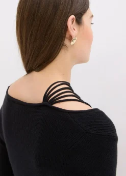 bonprix Bekleidung·Umstandsmode|Bekleidung·Jeans^Feinstrickpullover mit tiefem Ausschnitt schwarz