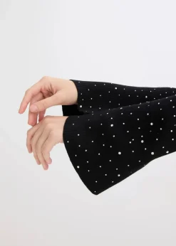 bonprix Bekleidung·Umstandsmode|Bekleidung·Jeans^Feinstrickpullover mit verzierten Trompetenärmeln schwarz