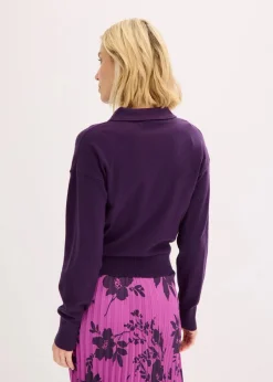 bonprix Bekleidung·Umstandsmode|Strickmode^Feinstrickpullover mit Viskose dunkellila