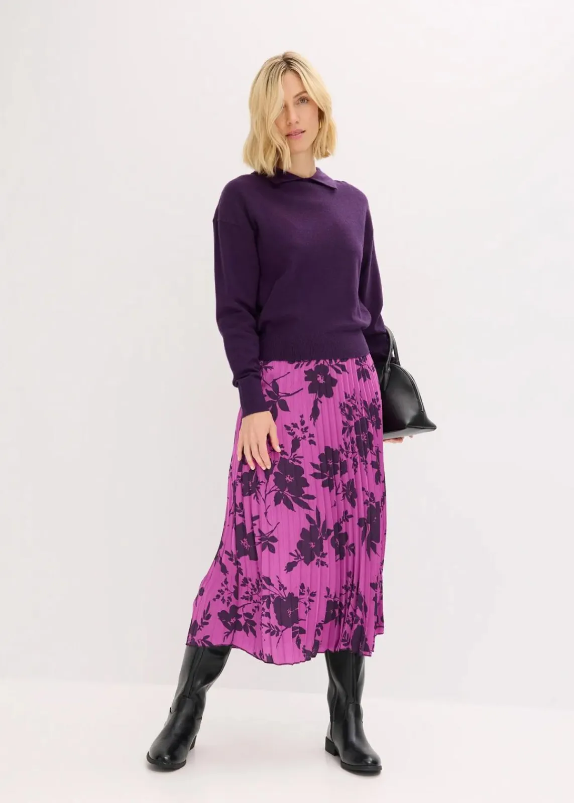 bonprix Bekleidung·Umstandsmode|Strickmode^Feinstrickpullover mit Viskose dunkellila