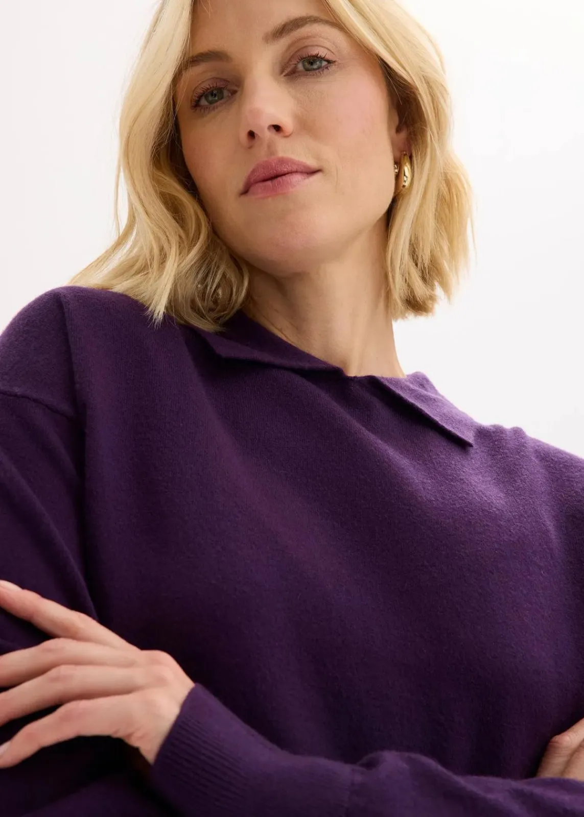 bonprix Bekleidung·Umstandsmode|Strickmode^Feinstrickpullover mit Viskose dunkellila
