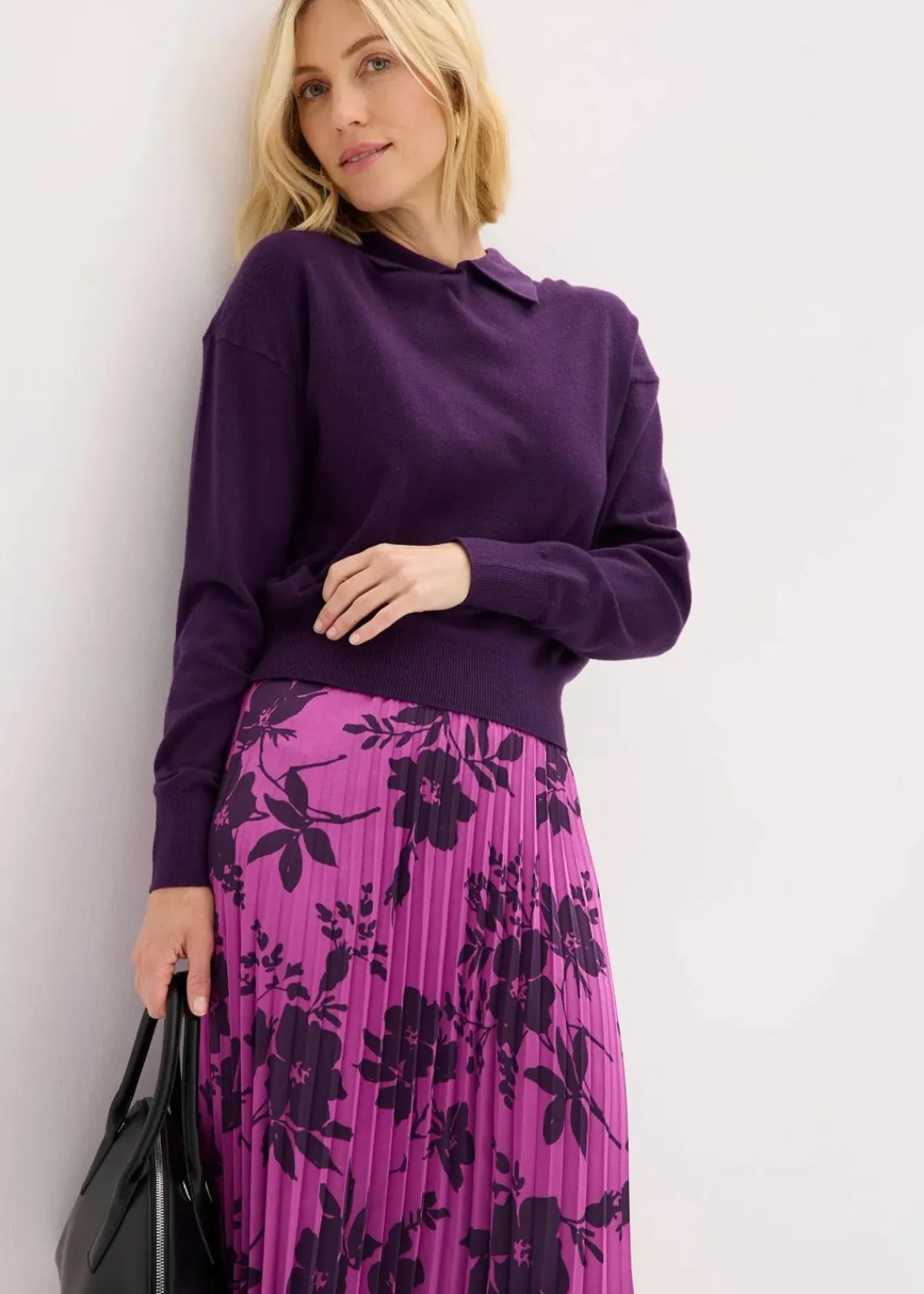 bonprix Bekleidung·Umstandsmode|Strickmode^Feinstrickpullover mit Viskose dunkellila