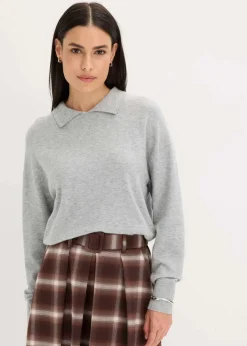bonprix Bekleidung·Umstandsmode|Strickmode^Feinstrickpullover mit Viskose hellgrau meliert