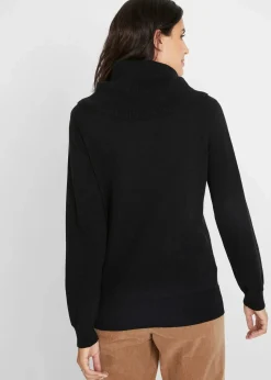 bonprix Bekleidung·Umstandsmode|Pullover & Strickjacken^Feinstrickpullover mit weitem Kragen schwarz
