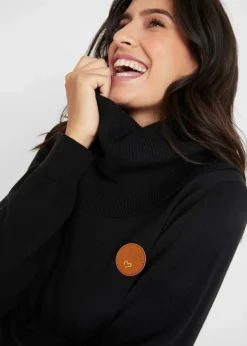 bonprix Bekleidung·Umstandsmode|Pullover & Strickjacken^Feinstrickpullover mit weitem Kragen schwarz