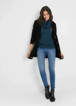 bonprix Bekleidung·Umstandsmode|Pullover & Strickjacken^Feinstrickpullover mit weitem Kragen dunkelblau