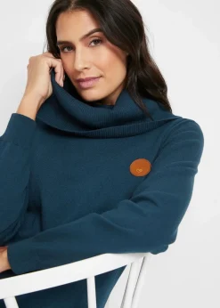bonprix Bekleidung·Umstandsmode|Pullover & Strickjacken^Feinstrickpullover mit weitem Kragen dunkelblau