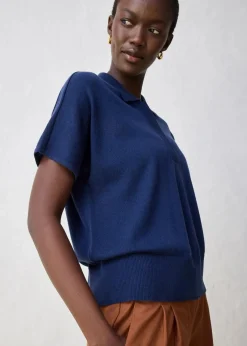bonprix Bekleidung·Umstandsmode|Premium^Feinstrickpullover mit Wollanteil und Polokragen dunkelblau