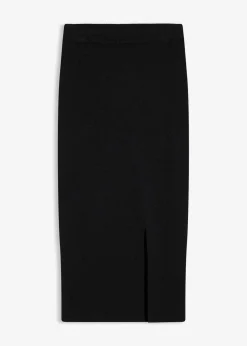 bonprix Bekleidung·Sportbekleidung|Nachhaltigere Materialien^Feinstrickrock aus softem Viskose-Mix schwarz