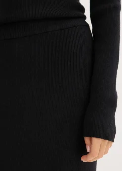 bonprix Bekleidung·Sportbekleidung|Nachhaltigere Materialien^Feinstrickrock aus softem Viskose-Mix schwarz