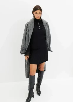 bonprix Nachhaltigere Materialien|Shirts & Tops^Feinstrick-Shirt mit Chiffon-Volants schwarz