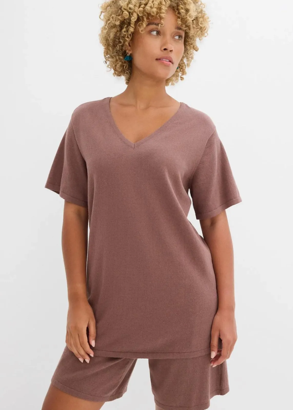bonprix Shirts & Tops|Strickmode^Feinstrickshirt mit Leinen matt braun