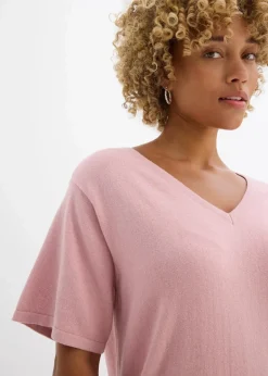 bonprix Bekleidung·Umstandsmode|Zweiteiler & Sets^Feinstrickshirt mit Leinen aschrosa