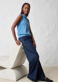 bonprix Premium|Strickmode^Feinstricktop mit Seidenanteil und Polokragen wellenblau