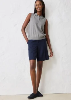 bonprix Premium|Strickmode^Feinstricktop mit Seidenanteil und Polokragen grau meliert