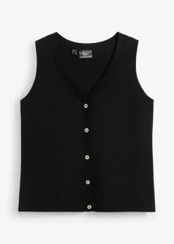 bonprix Bekleidung·Umstandsmode|Bekleidung·Hosen^Feinstrick-Weste mit Knöpfen schwarz