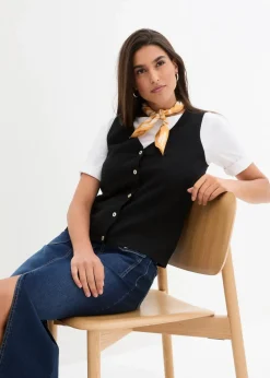 bonprix Bekleidung·Umstandsmode|Bekleidung·Hosen^Feinstrick-Weste mit Knöpfen schwarz