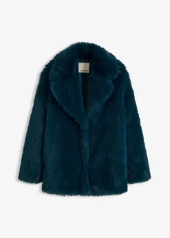 bonprix Bekleidung·Hosen|Jacken & Mäntel^Fellimitat-Jacke dunkelpetrol