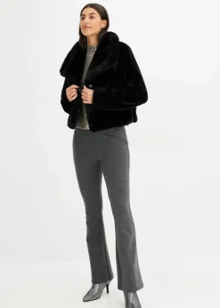 bonprix Jacken & Mäntel|Bekleidung·Hosen^Fellimitat-Jacke schwarz
