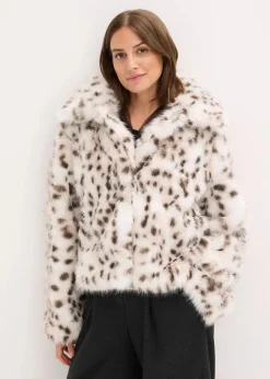 bonprix Bekleidung·Hosen|Jacken & Mäntel^Fellimitat-Jacke creme animal