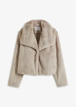 bonprix Bekleidung·Hosen|Jacken & Mäntel^Fellimitat-Jacke naturstein