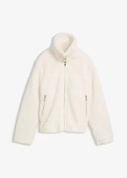 bonprix Bekleidung·Hosen|Nachhaltigere Materialien^Fellimitat-Jacke aus Teddyfleece creme