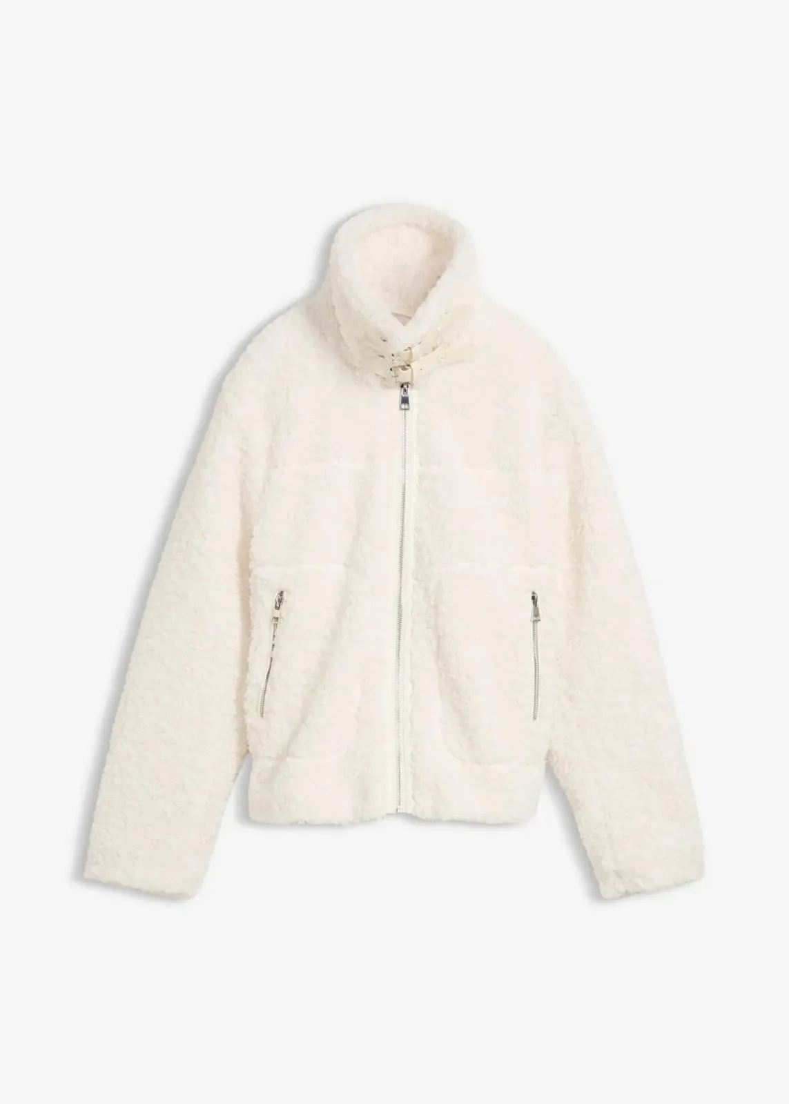 bonprix Bekleidung·Hosen|Nachhaltigere Materialien^Fellimitat-Jacke aus Teddyfleece creme