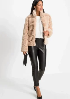 bonprix Bekleidung·Hosen|Jacken & Mäntel^Fellimitat-Jacke mit Reißverschluss rosebeige
