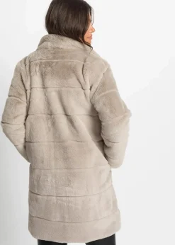 bonprix Bekleidung·Hosen|Jacken & Mäntel^Fellimitat-Mantel graubeige