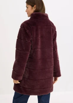 bonprix Jacken & Mäntel|Bekleidung·Hosen^Fellimitat-Mantel weinrot