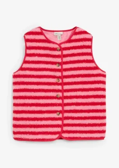 bonprix Bekleidung·Blusen & Tuniken|Bekleidung·Hosen^Fellimitat-Weste himbeerrose/rot gestreift