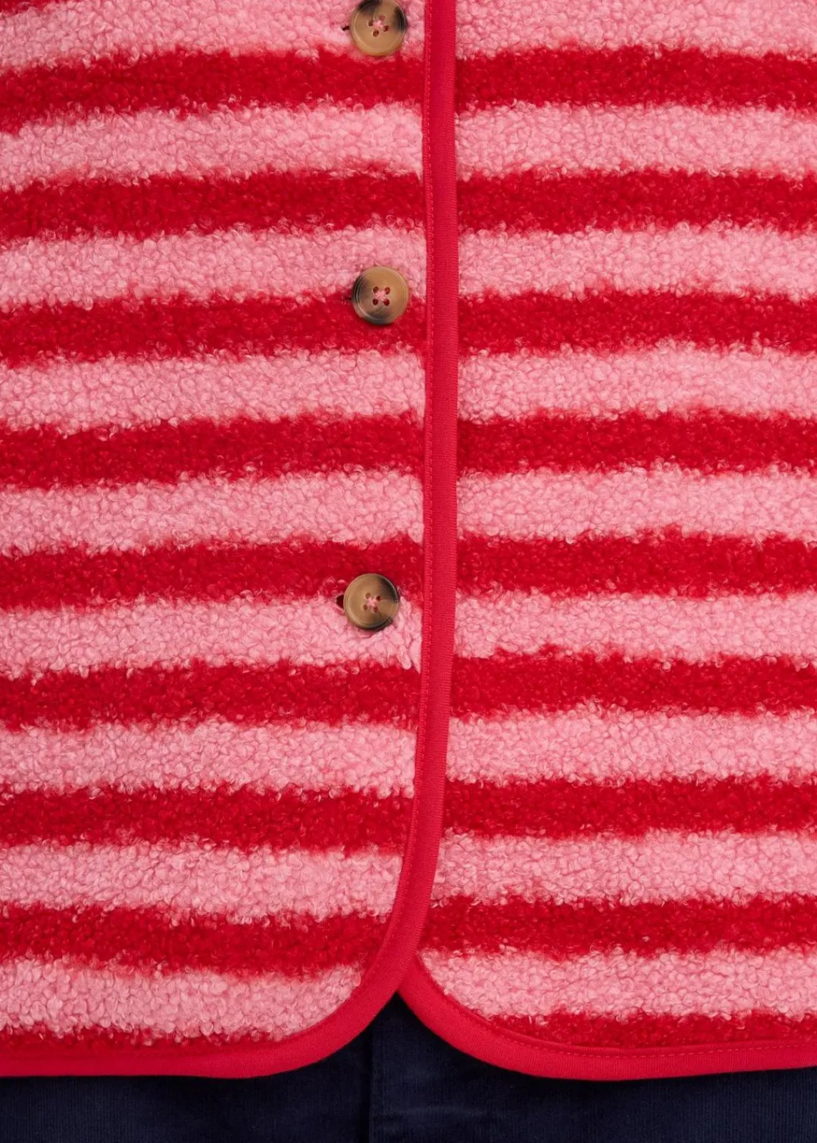 bonprix Bekleidung·Blusen & Tuniken|Bekleidung·Hosen^Fellimitat-Weste himbeerrose/rot gestreift