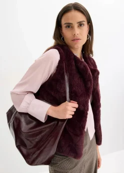 bonprix Jacken & Mäntel|Bekleidung·Hosen^Fellimitat-Weste weinrot