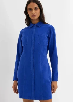 bonprix Bekleidung·Pullover & Strickjacken|Nachhaltigere Materialien^Figurbetontes Cordkleid edelsteinblau
