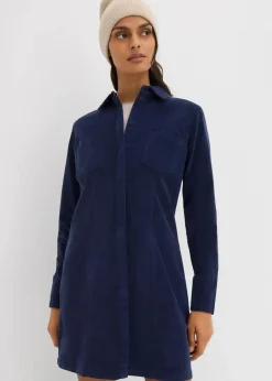 bonprix Kleider|Nachhaltigere Materialien^Figurbetontes Cordkleid dunkelblau