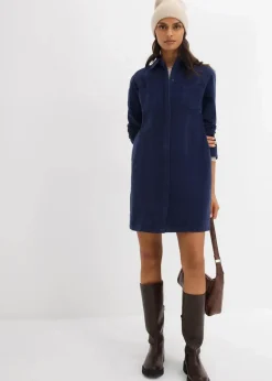 bonprix Kleider|Nachhaltigere Materialien^Figurbetontes Cordkleid dunkelblau