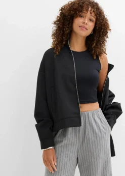 bonprix Nachhaltigere Materialien|Shirts & Tops^Figurbetontes Cropped Top, Doppelpack (2-tlg. Set) weiß+schwarz