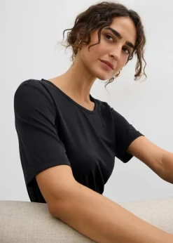 bonprix Bekleidung·Pullover & Strickjacken|Kleider^figurbetontes Jerseykleid aus softem Viskose-Mix schwarz