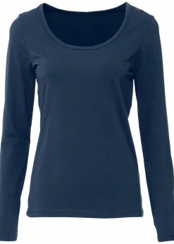 bonprix Shirts & Tops|Basics^Figurbetontes Langarmshirt dunkelblau