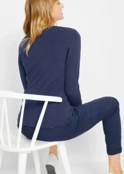 bonprix Shirts & Tops|Basics^Figurbetontes Langarmshirt dunkelblau