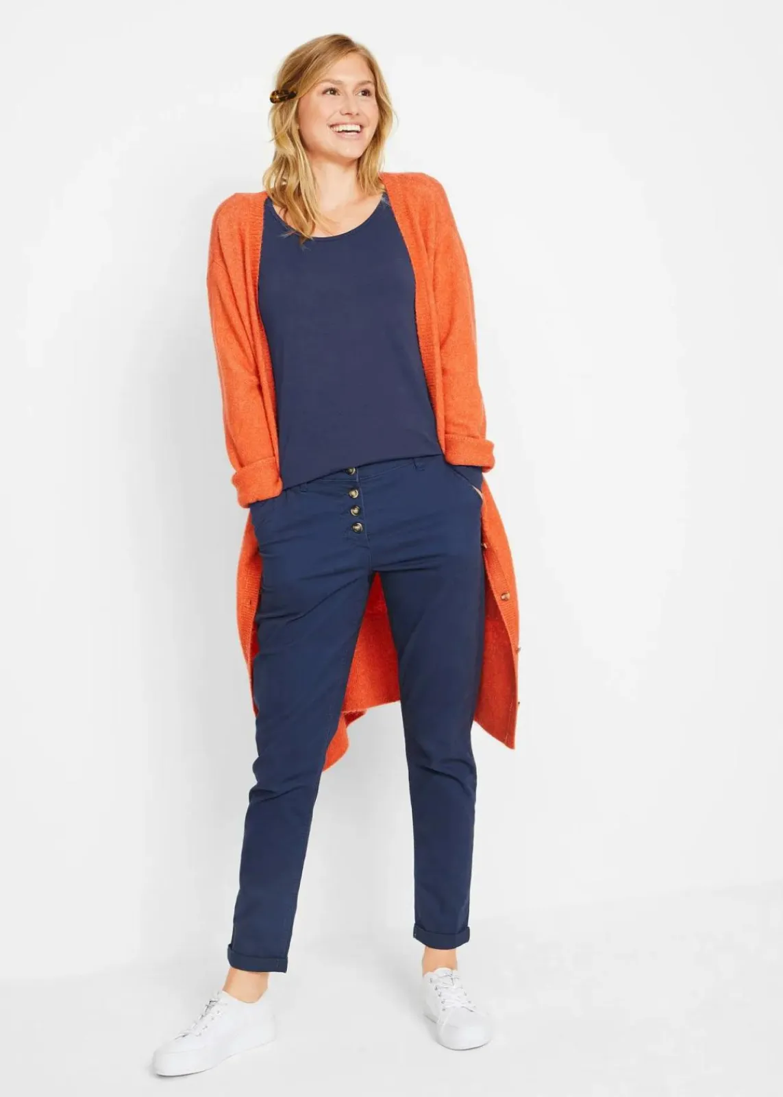 bonprix Shirts & Tops|Basics^Figurbetontes Langarmshirt dunkelblau