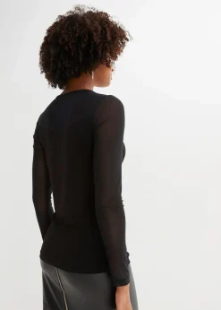 bonprix Shirts & Tops^Figurbetontes Langarmshirt schwarz