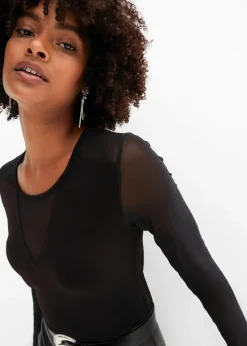bonprix Shirts & Tops^Figurbetontes Langarmshirt schwarz