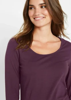 bonprix Shirts & Tops|Basics^Figurbetontes Langarmshirt holunderbeere