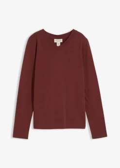 bonprix Bekleidung·Röcke|Nachhaltigere Materialien^Figurbetontes Langarmshirt kaffeebraun