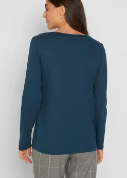 bonprix Shirts & Tops|Basics^Figurbetontes Langarmshirt (2er Pack) dunkelblau+anthrazit meliert