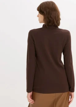 bonprix Shirts & Tops|Basics^Figurbetontes Langarmshirt dunkelbraun