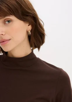 bonprix Shirts & Tops|Basics^Figurbetontes Langarmshirt dunkelbraun